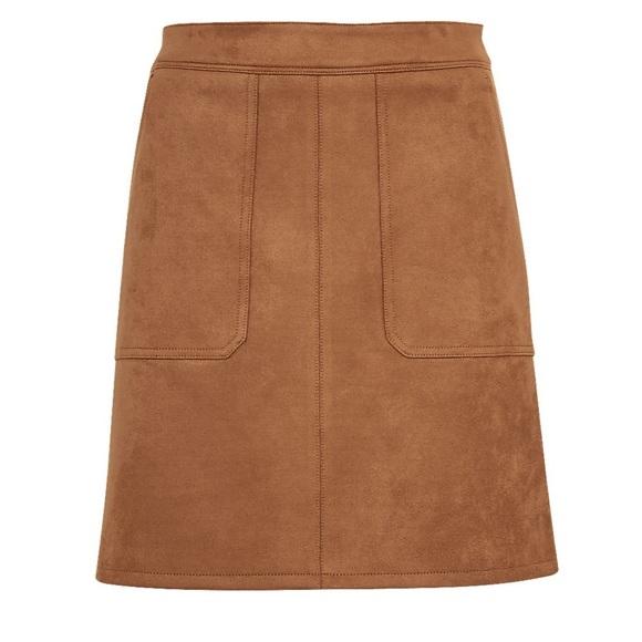 Chic Suedette Shift Mini Skirt NEW Size 6 British Tan Classic Shift Skirt - Picture 5 of 11